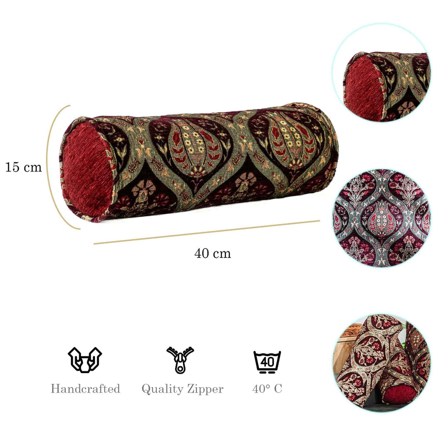 Kissenbezug mit Paisley Muster in Weinrot aus Baumwolle-Aga's Own