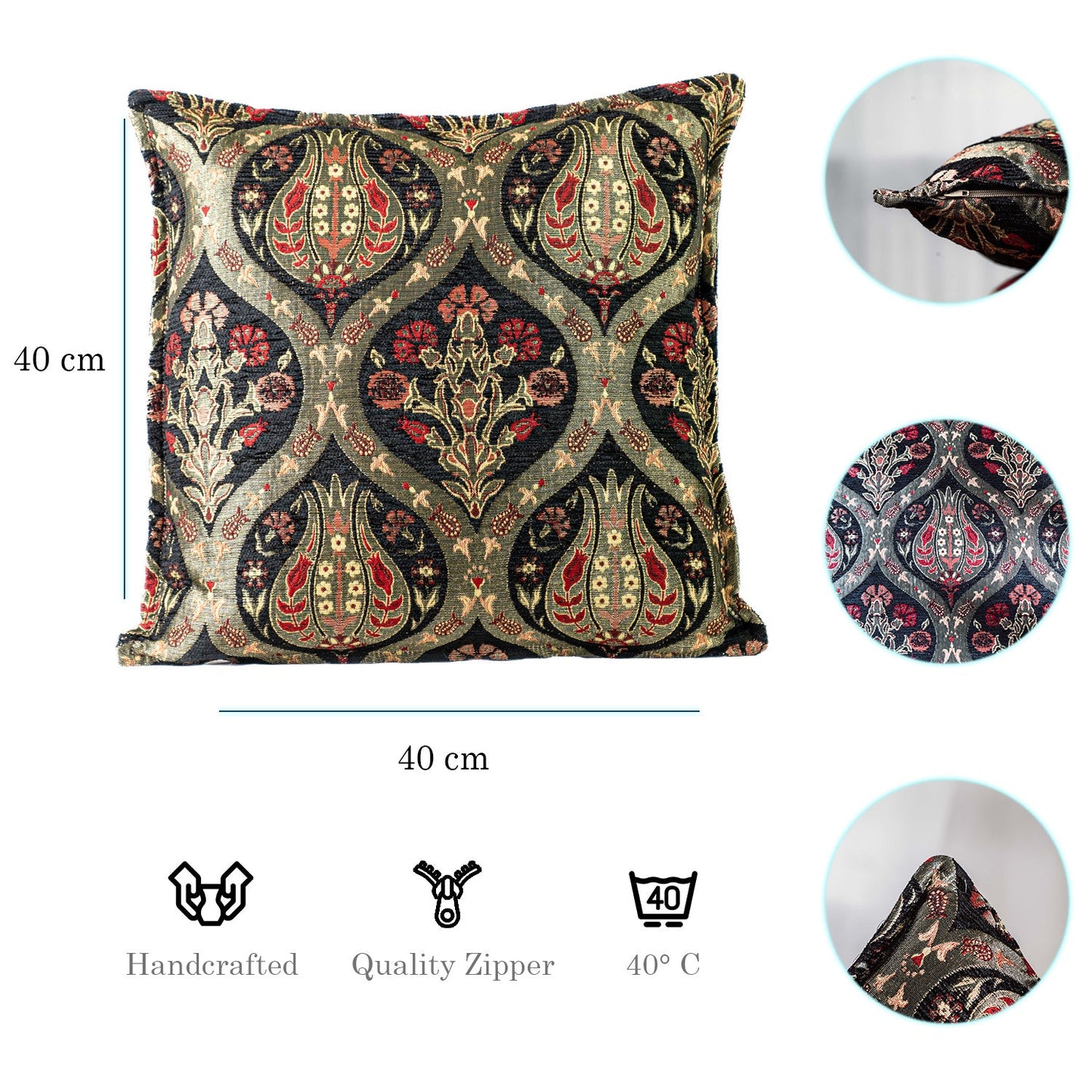 Kissenbezug Paisley Muster Schwarz aus hochwertigem Baumwollcord-Aga's Own