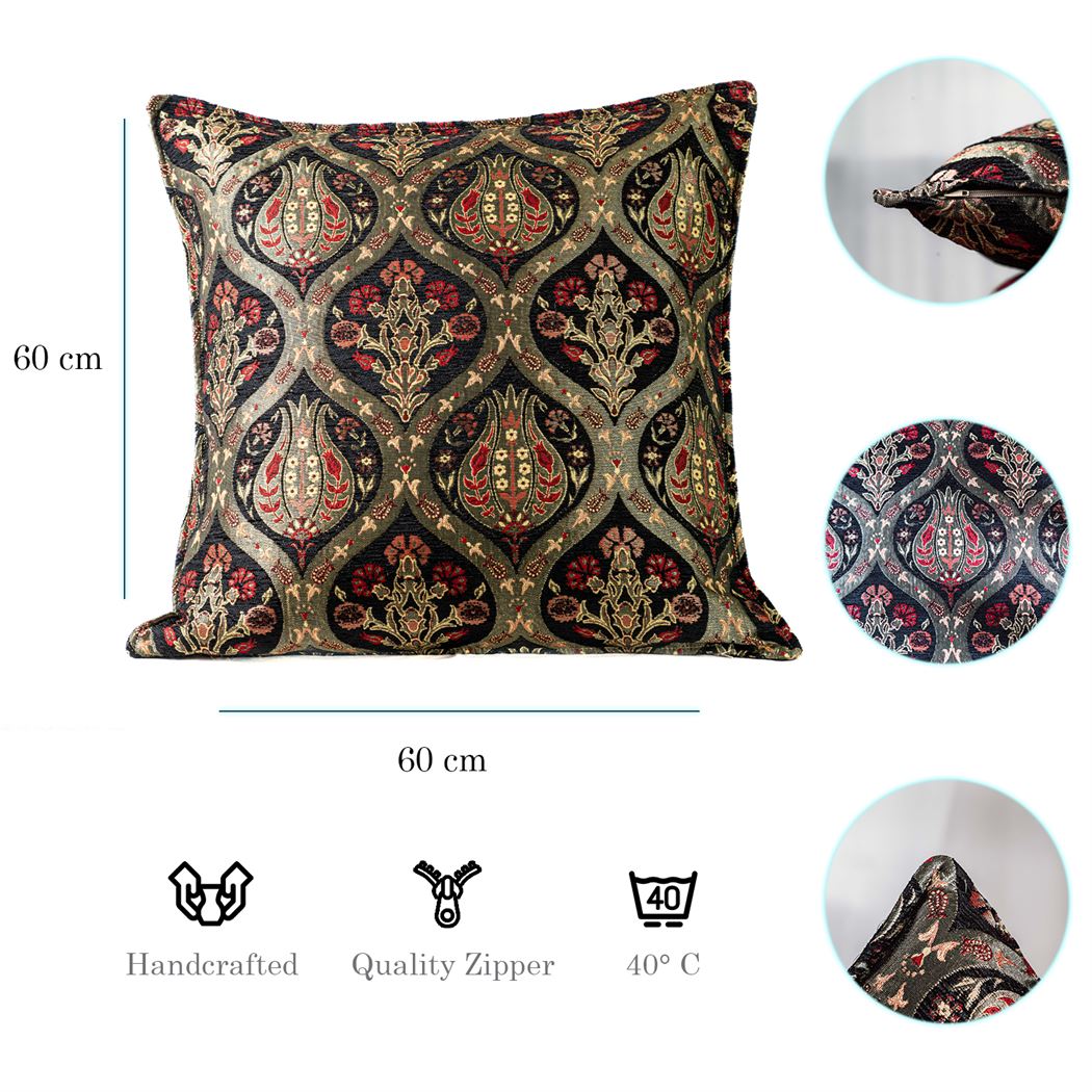 Kissenbezug Paisley Muster Schwarz aus hochwertigem Baumwollcord-Aga's Own