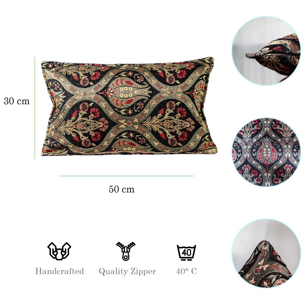 Kissenbezug Paisley Muster Schwarz aus hochwertigem Baumwollcord-Aga's Own