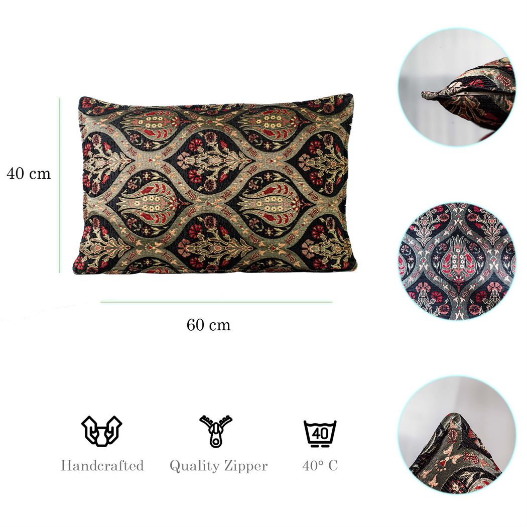 Kissenbezug Paisley Muster Schwarz aus hochwertigem Baumwollcord-Aga's Own