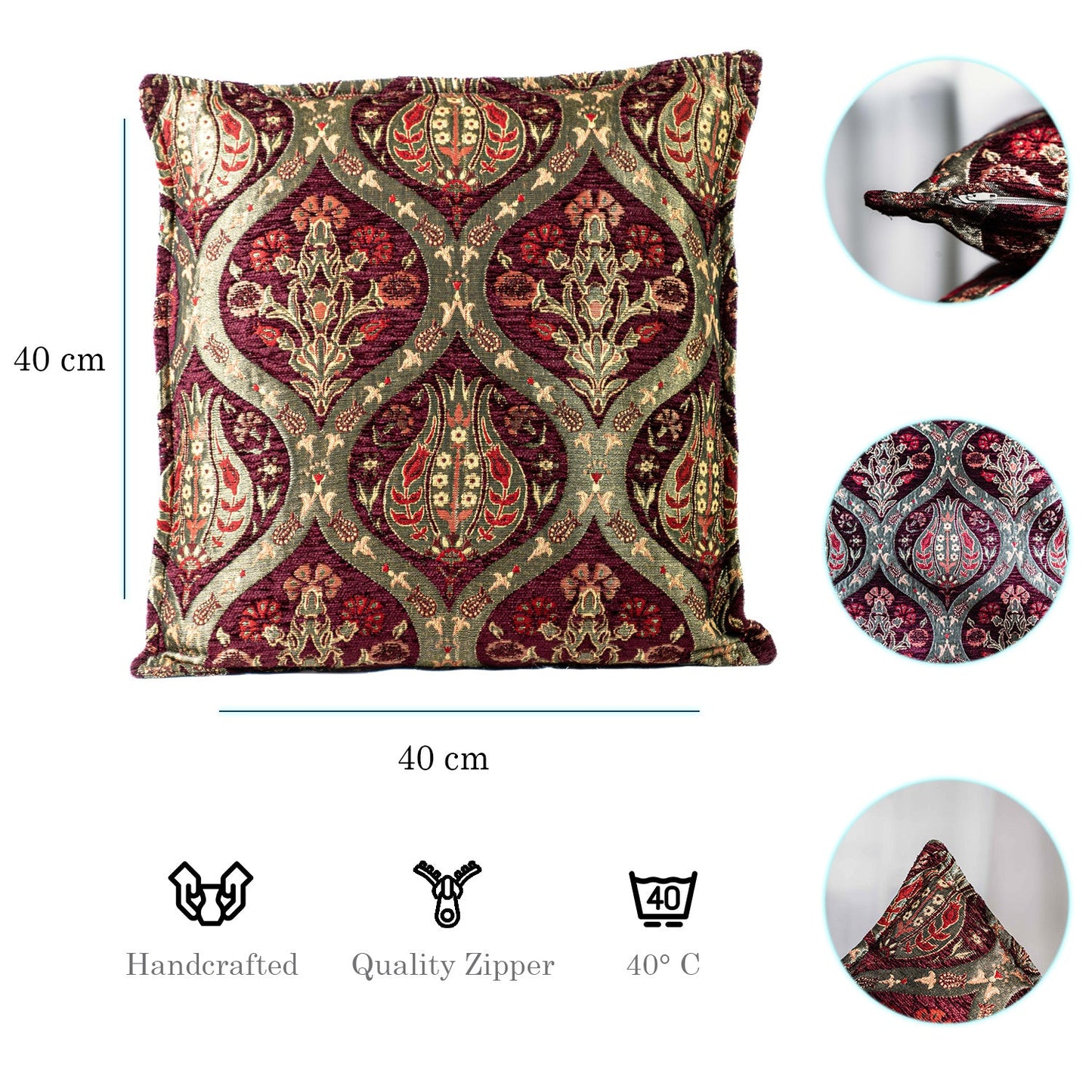 Kissenbezug mit Paisley Muster in Weinrot aus Baumwolle-Aga's Own