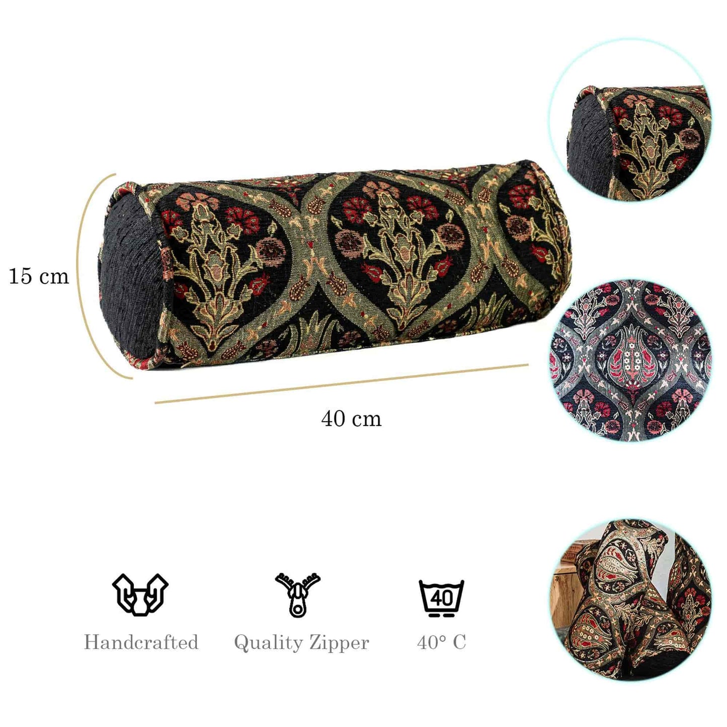 Kissenbezug Paisley Muster Schwarz aus hochwertigem Baumwollcord-Aga's Own