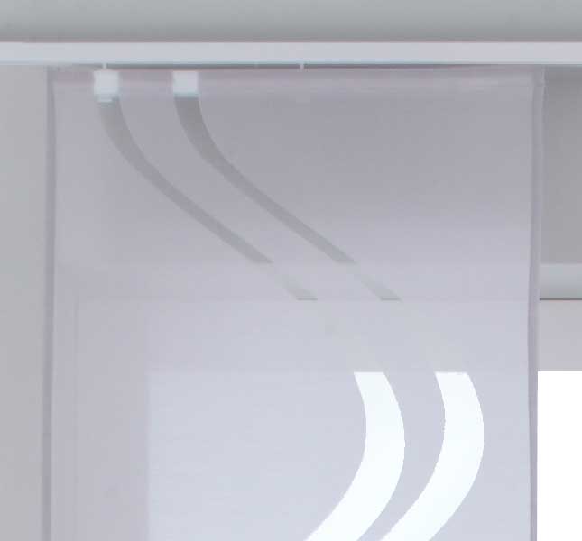 2er Set Flächenvorhänge Schiebegardinen Ausbrenner Qualität modern mit Wellen Muster transparent Paneelwägen Beschwerungsstangen 20190418-2-gardinenbox.de