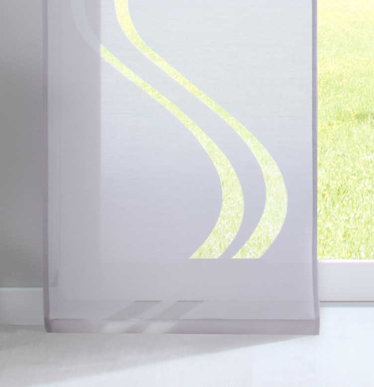 2er Set Flächenvorhänge Schiebegardinen Ausbrenner Qualität modern mit Wellen Muster transparent Paneelwägen Beschwerungsstangen 20190418-2-gardinenbox.de