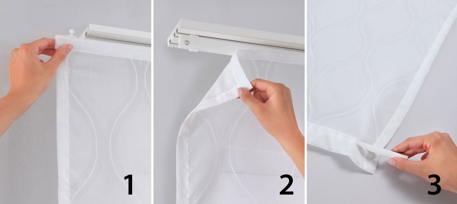 2er Set Flächenvorhänge Schiebegardinen Ausbrenner Qualität modern mit Wellen Muster transparent Paneelwägen Beschwerungsstangen 20190418-2-gardinenbox.de