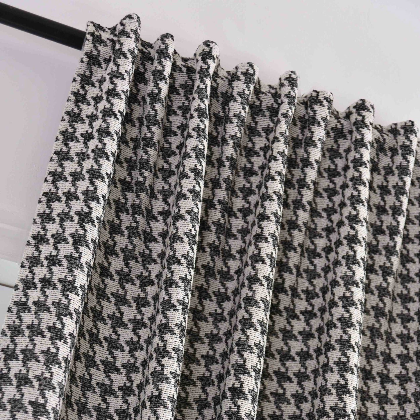 2er Set Vorhänge HxB 245x140 cm Creme Schwarz Hahnentritt-Muster »PARIS« Flexible Multiband Aufhängung Elegant Pflegeleicht 2023320-2-gardinenbox.de