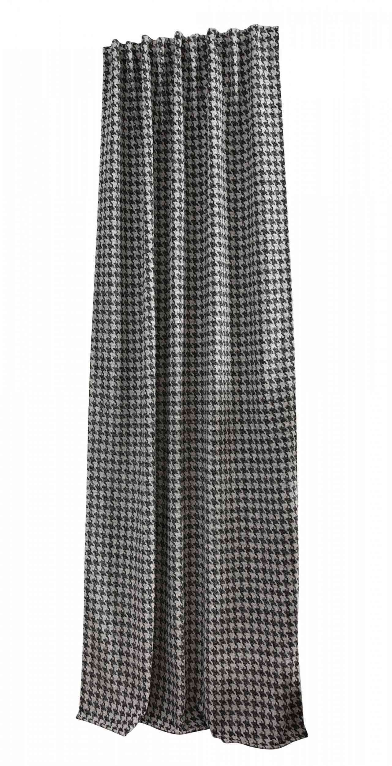 2er Set Vorhänge HxB 245x140 cm Creme Schwarz Hahnentritt-Muster »PARIS« Flexible Multiband Aufhängung Elegant Pflegeleicht 2023320-2-gardinenbox.de