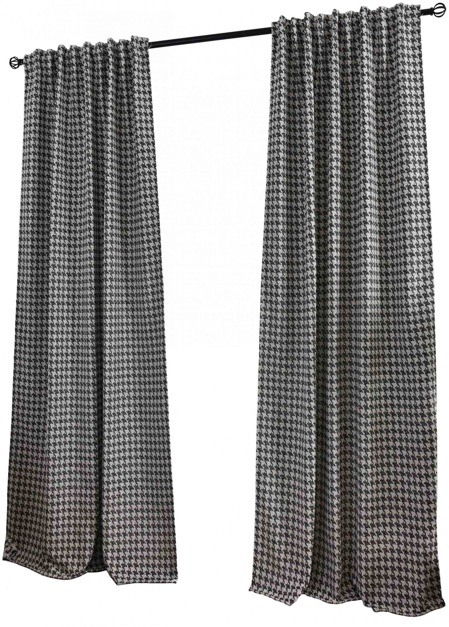 2er Set Vorhänge HxB 245x140 cm Creme Schwarz Hahnentritt-Muster »PARIS« Flexible Multiband Aufhängung Elegant Pflegeleicht 2023320-2-gardinenbox.de