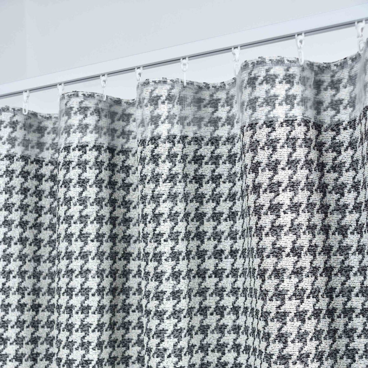 2er Set Vorhänge HxB 245x140 cm Creme Schwarz Hahnentritt-Muster »PARIS« Flexible Multiband Aufhängung Elegant Pflegeleicht 2023320-2-gardinenbox.de