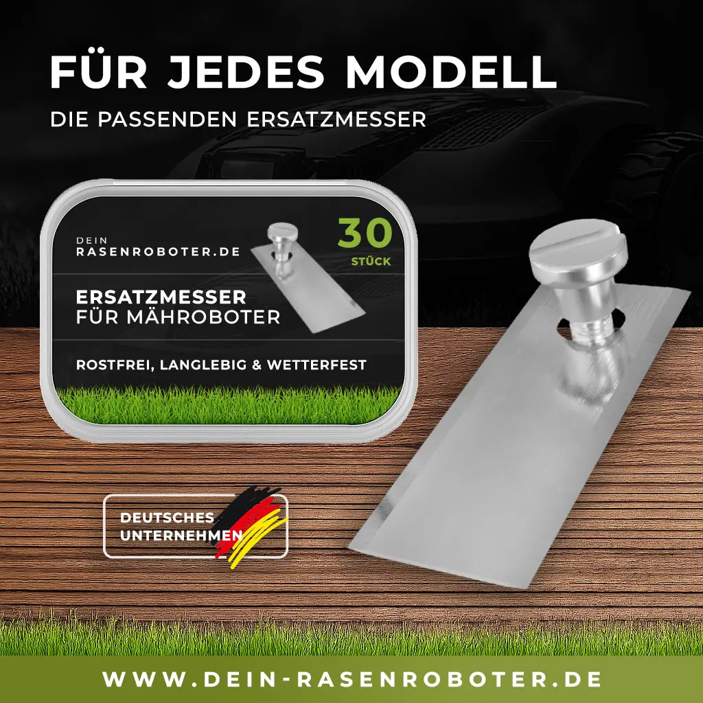 30 rostfreie Edelstahl Ersatzmesser Klingen für Mähroboter mit Schrauben-Dein-Rasenroboter.de