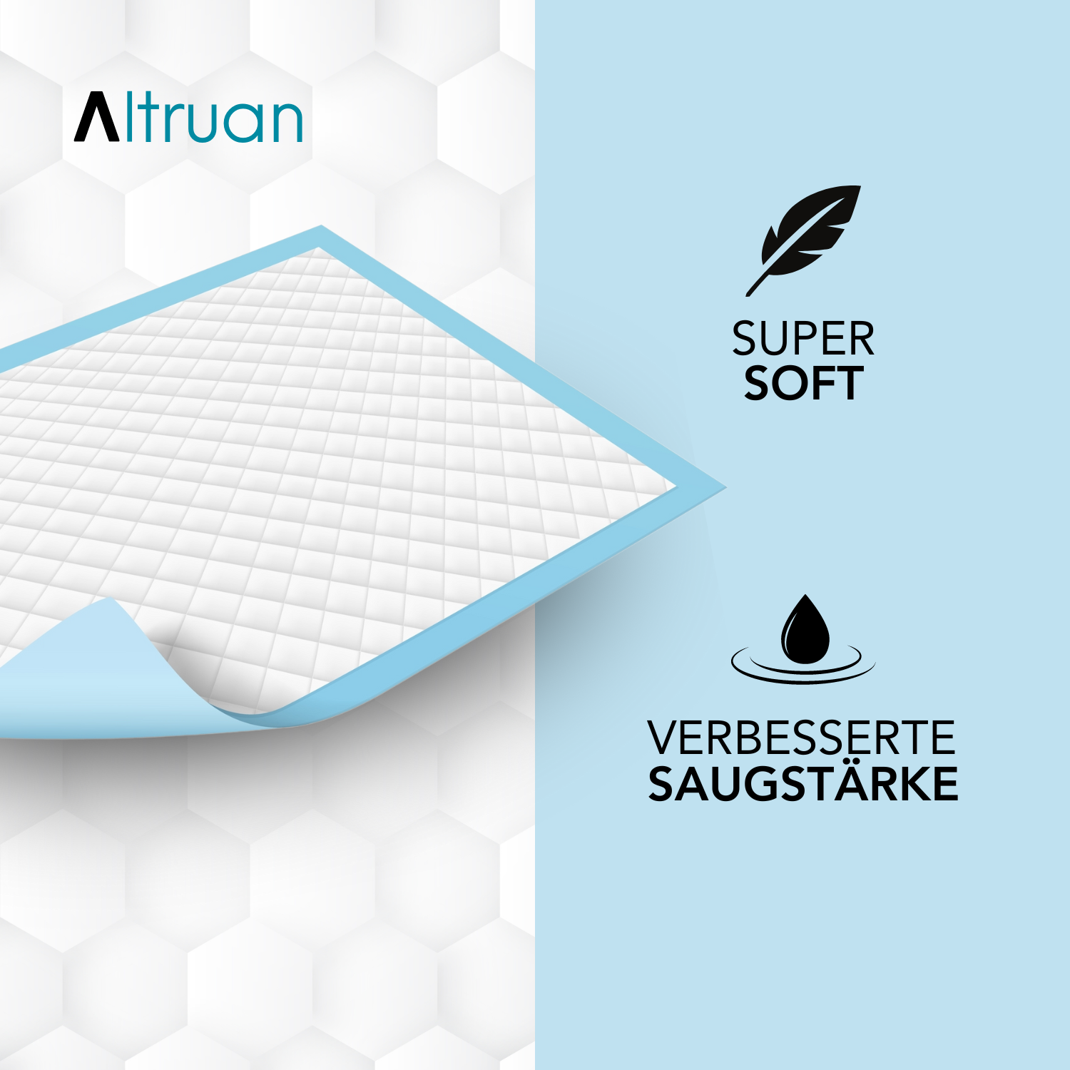 Altruflock® Bettschutzunterlagen 60 x 90cm Supersoft Extrem Saugfähig | Packung (25 Stück)-Altruan