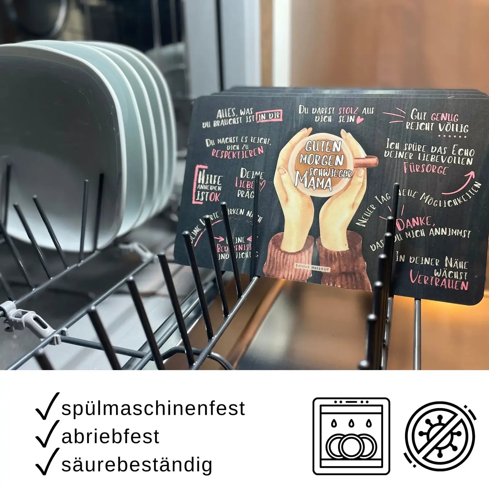 Geschenkset für Großeltern: liebevolles Frühstücksbrettchen-Set mit individualisierterem Halter in Geschenkverpackung-Edition HerzAUF