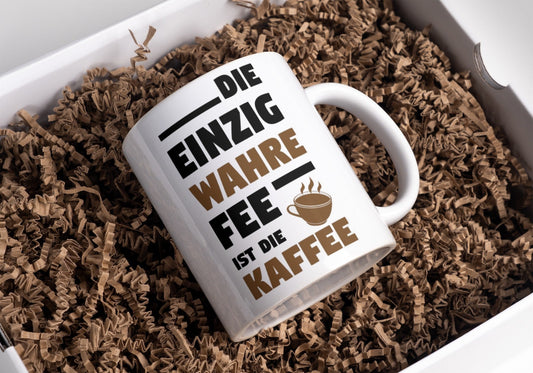 Keramiktasse mit 325ml Fassungsvermögen und lustigem Kaffee Spruch-Tinisu