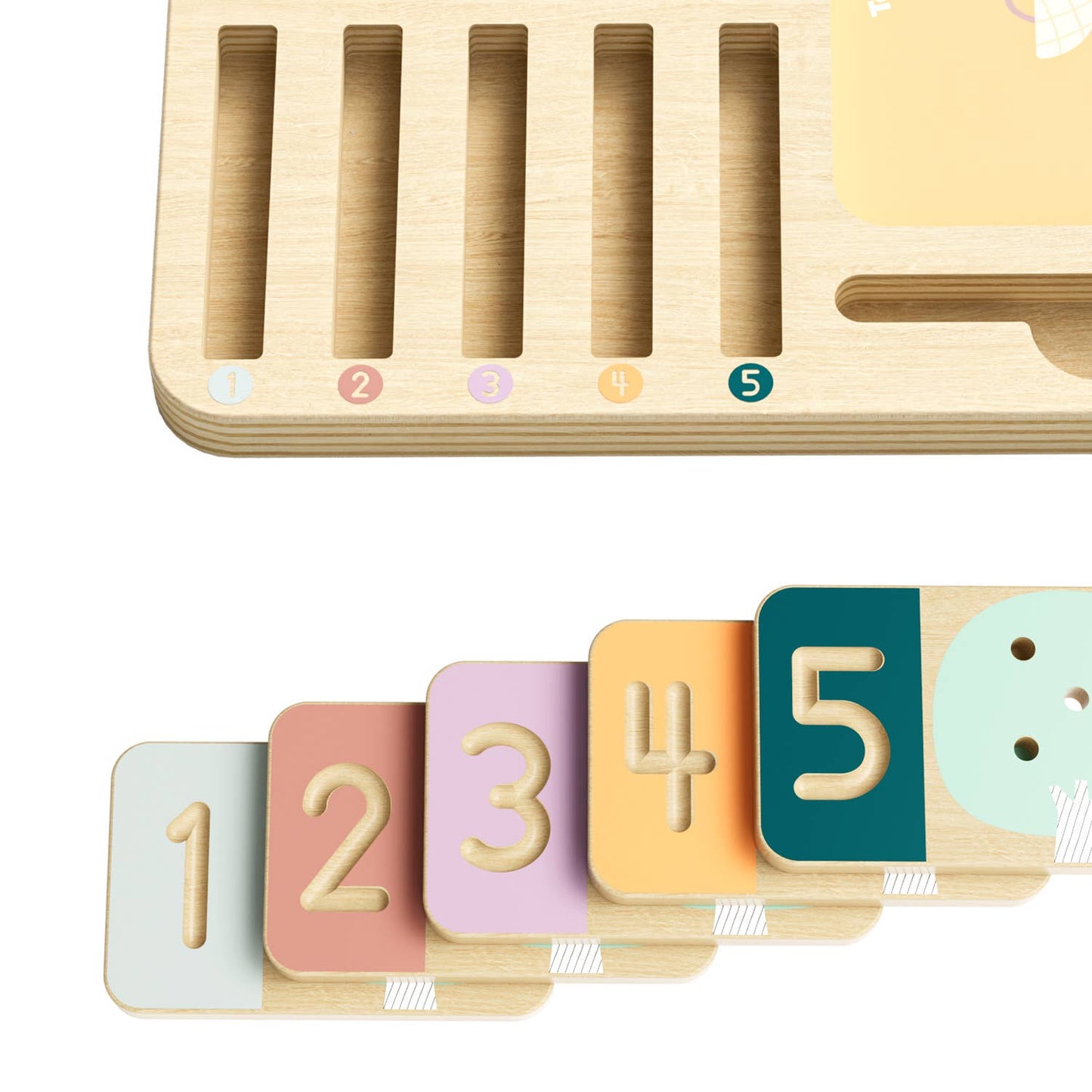 Holz-Tafel Obstbaum Montessori Zahlentrainer für Kinder