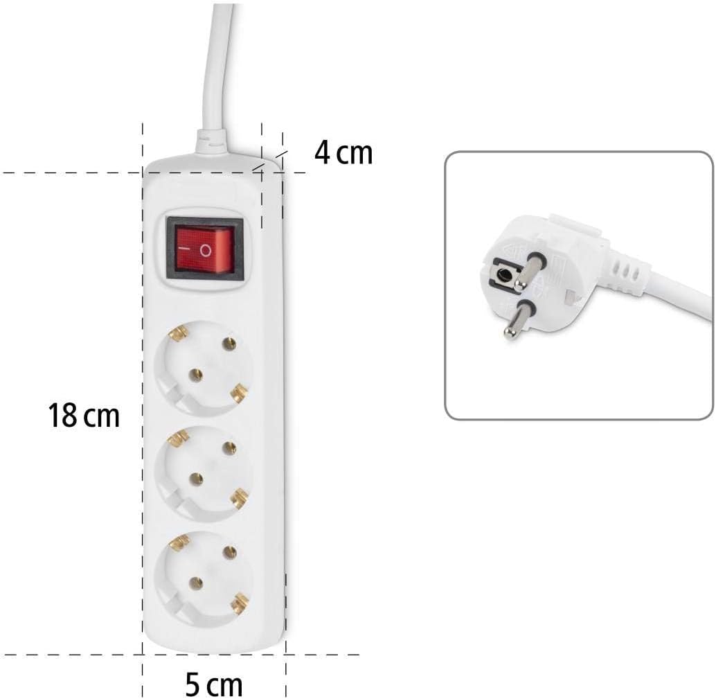 Steckdosenleiste 3 Fach mit Schalter und 1 4 Meter Kabel Weiß