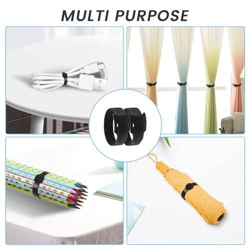 70 Stück 15cm wiederverwendbare Klett Kabelbinder für Kabelmanagement Schwarz-WSZJINB