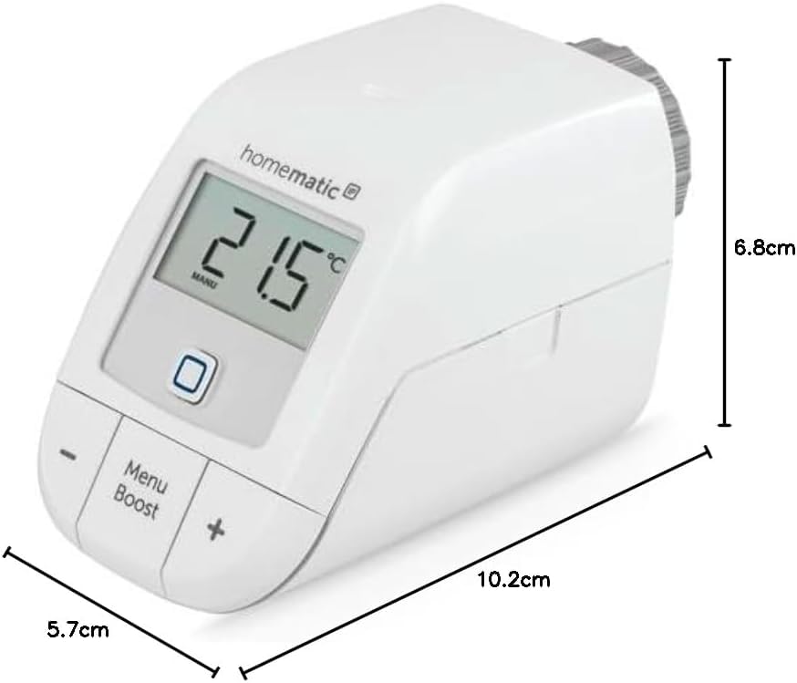 Homematic IP Heizkörperthermostat – Basic, Smart Home, digitaler Thermostat Heizung, Steuerung per App, Alexa, Google Home, einfache Installation, Energie sparen, 153412A3