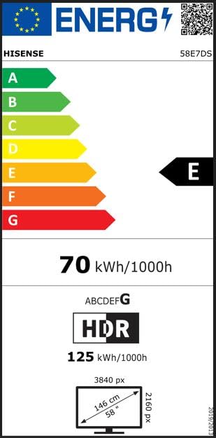 Hisense 58E7DS Fernseher 58 Zoll, 4K UHD QLED, Smart TV, Hi-View AI Engine, 60Hz Game Mode Plus, Dolby Vision IQ, HI-QLED Colour, Filmmaker Mode, AI Smooth Motion, Airplay, Sprachsteuerung[2026]