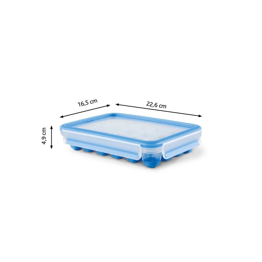 EMSA Clip & Close Frischhaltedose, Eiswürfelform, 22,6 x 16,5 x 4,9 cm, flexibler Boden, Aufbewahrungsbox, 100 Prozent dicht, spülmaschinen-, gefrier-, mikrowellenfest, Blau, Made in Germany, 514549