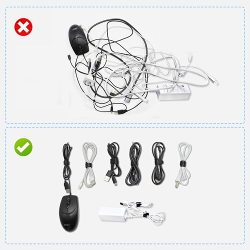 70 Stück 15cm wiederverwendbare Klett Kabelbinder für Kabelmanagement Schwarz-WSZJINB