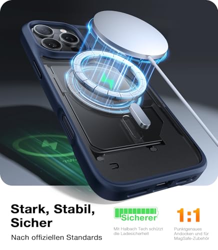 TORRAS 2026 Neu Guardian-Mag für iPhone 16 Pro Hülle für MagSafe Zertifizierte Militärschutz & Magnetkraft Handyhülle iPhone 16 Pro Case Stoßfest Kratzfest Schutzhülle Cover Edle Matt Blau