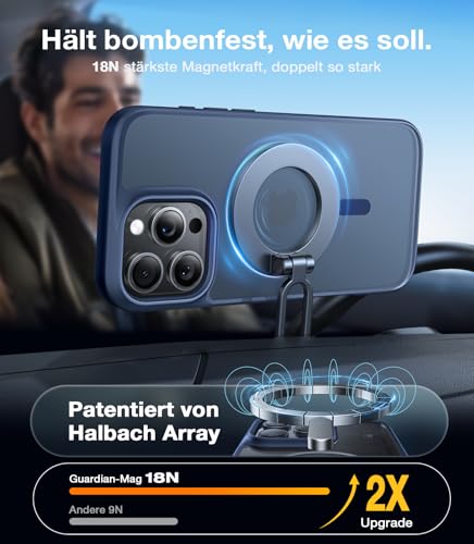 TORRAS 2026 Neu Guardian-Mag für iPhone 16 Pro Hülle für MagSafe Zertifizierte Militärschutz & Magnetkraft Handyhülle iPhone 16 Pro Case Stoßfest Kratzfest Schutzhülle Cover Edle Matt Blau