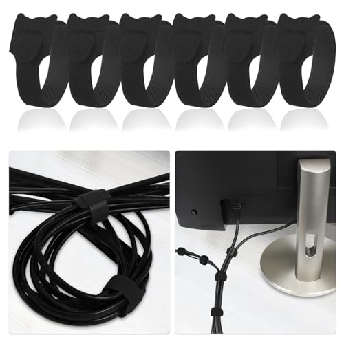 70 Stück 15cm wiederverwendbare Klett Kabelbinder für Kabelmanagement Schwarz-WSZJINB