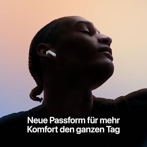 Apple AirPods 4 Kabellose Kopfhörer, Bluetooth Kopfhörer, Personalisiertes 3D Audio, Schutz vor Schweiß und Wasser, USB-C Ladecase, H2 Chip, bis zu 24 Std. Wiedergabe