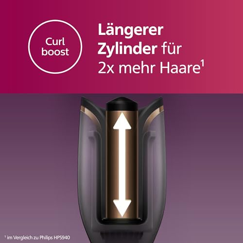 Philips automatischer Lockenstab 8000 Series, Lockenwickler/Curler, 27 verschiedene Stylingoptionen, Schwarz, Modell BHB876/00