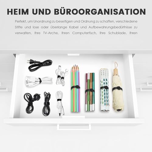 70 Stück 15cm wiederverwendbare Klett Kabelbinder für Kabelmanagement Schwarz-WSZJINB
