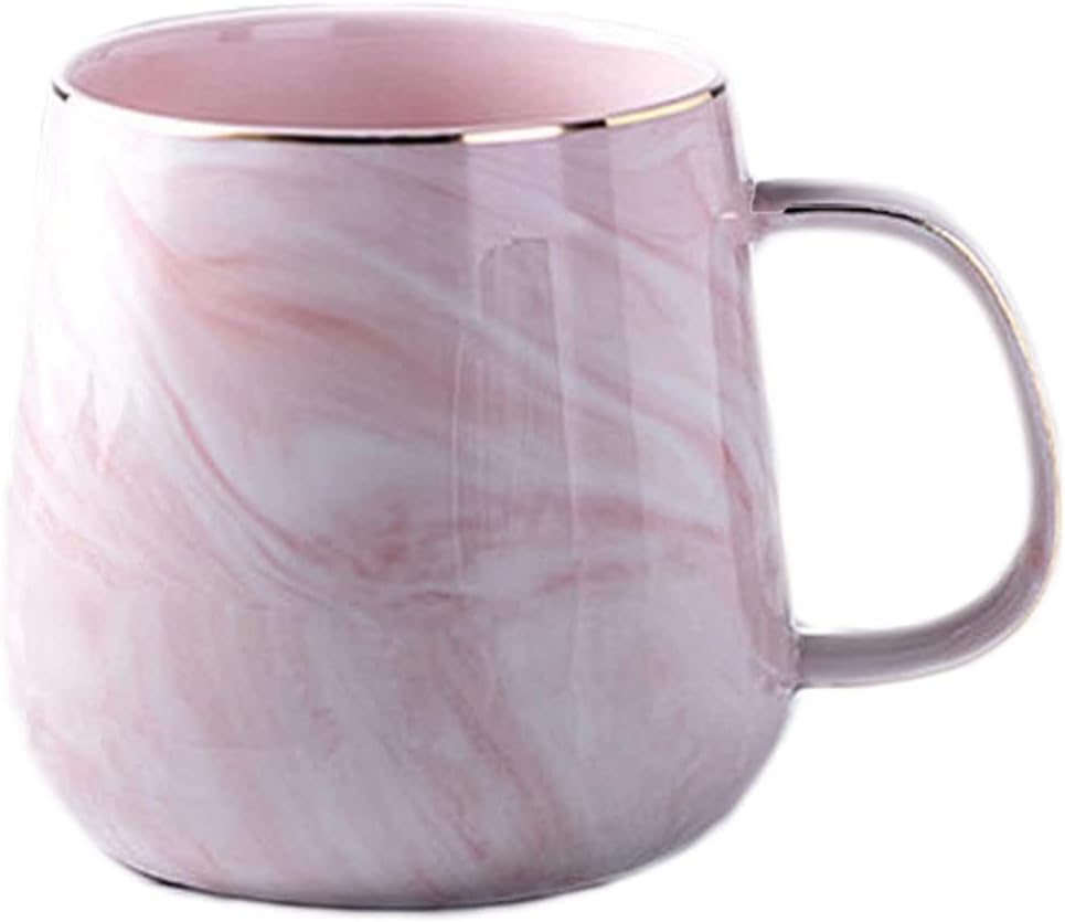 Porzellan Kaffeetasse mit Marmoroptik Keramikbecher Rosa 320ml elegant-YDoLimmer