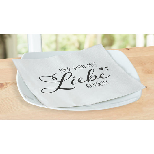 Servietten mit liebevoller Botschaft für Festliche Tischdekoration 80 Stück