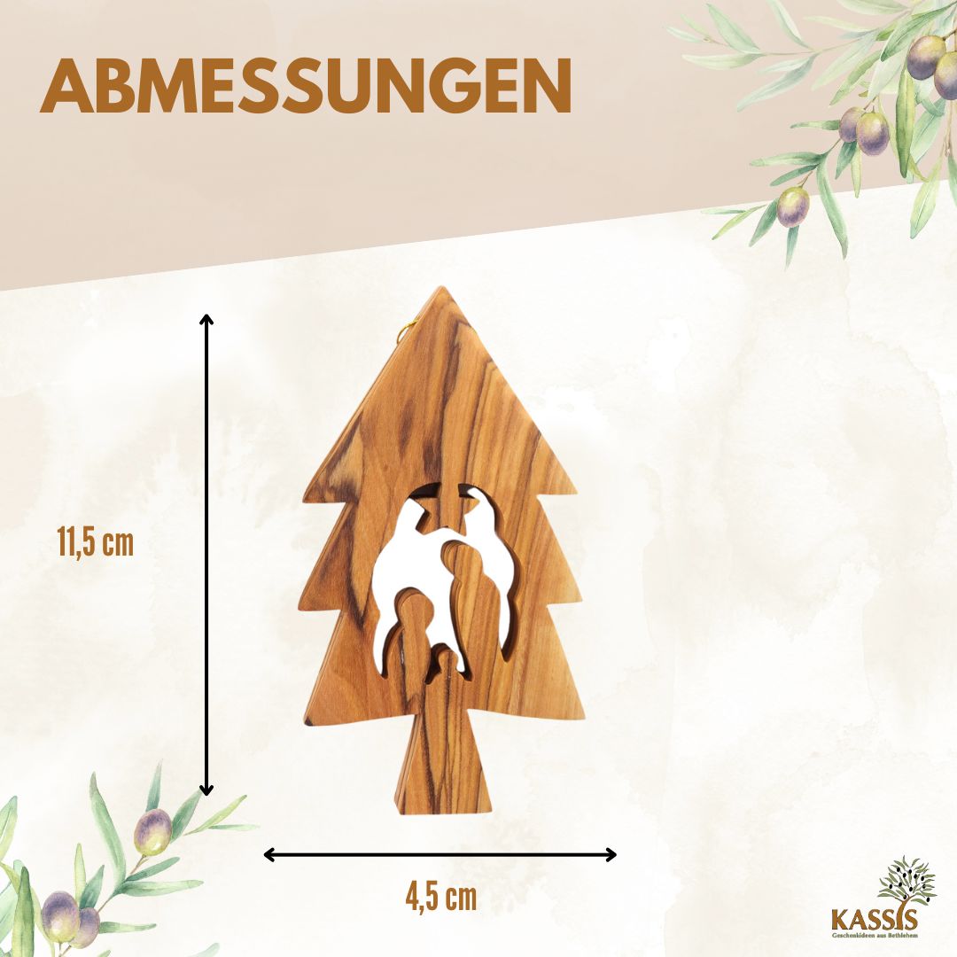 Weihnachtsdeko Baumschmuck Krippe 3er Set Tannenbaum Anhänger - ohne Rinde