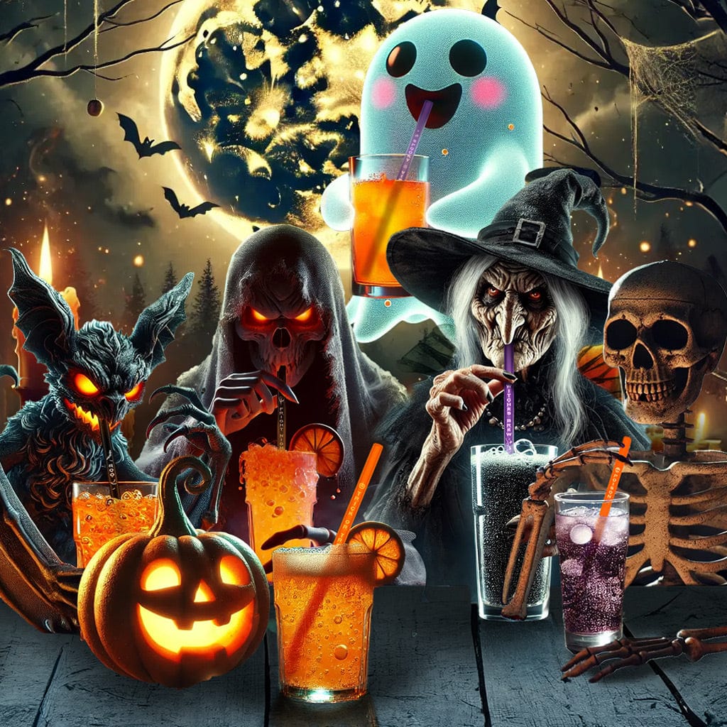 Halloween Glasstrohhalme Spooky Vibes in Halloween Farben - 20cm