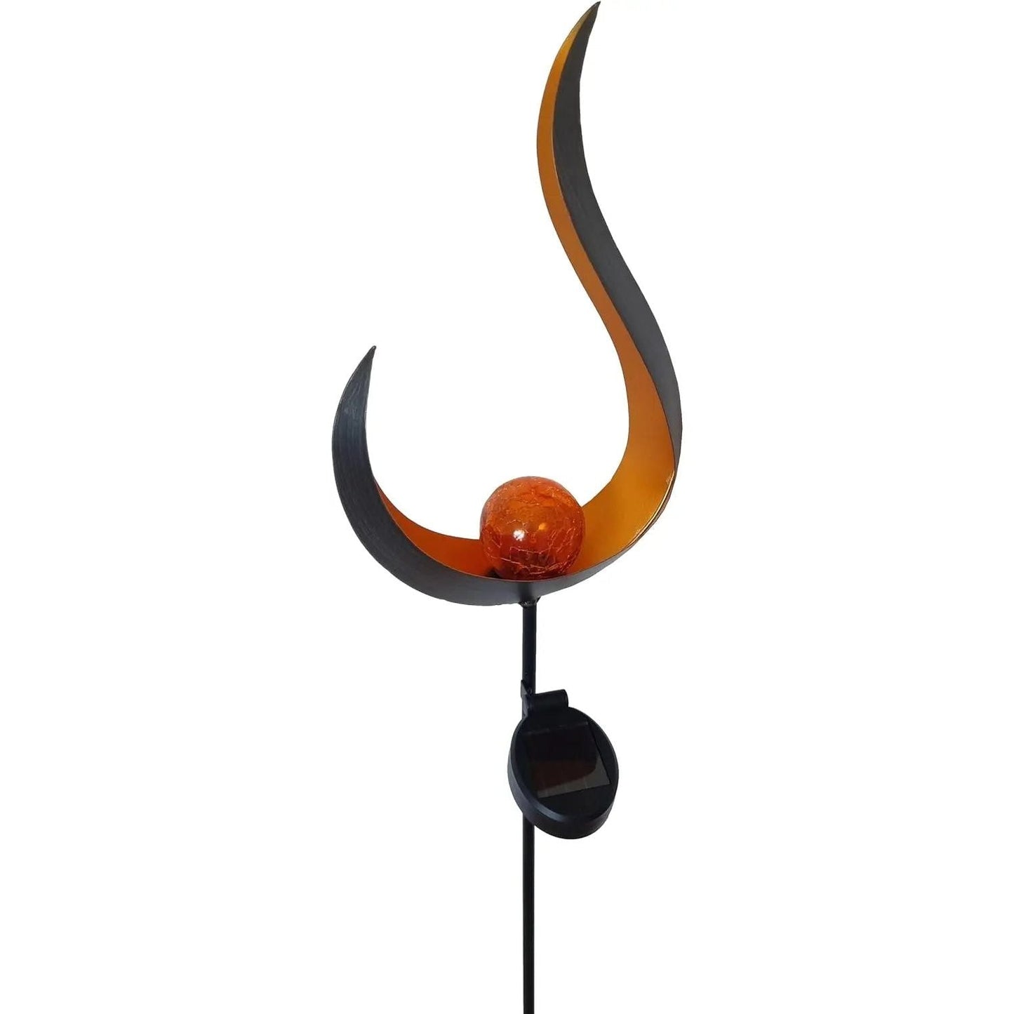 Solarleuchte mit beleuchteter Glaskugel aus Metall 90 cm hoch