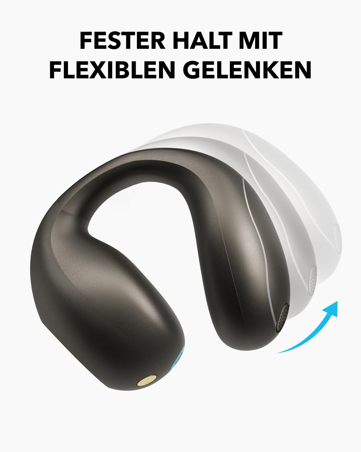 soundcore C40i von Anker, Open-Ear Earbuds, Clip-On Kopfhörer, flexibles Gelenk-Design, Tastensteuerung, federleichter Komfort, fester Halt mit ansteckbaren Ohrklammern, große Treiber für klaren Klang