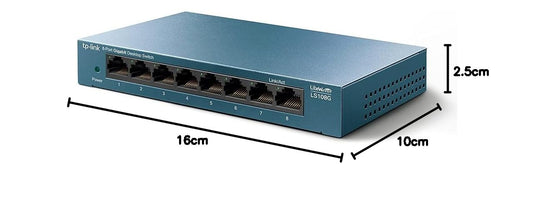 TP-Link TL-LS108G LAN Switch 8 Port Netzwerk Switch (Plug-and-Play Gigabit Switch LAN Splitter, Ethernet Hub lüfterlos, robustes Metallgehäuse)