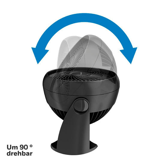 Honeywell TurboForce Turbo-Ventilator (Geräuscharme Kühlung, verstellbarer Neigungswinkel bis zu 90°, 3 Geschwindigkeitseinstellungen, Wandmontage, Tischventilator) HT900E, Schwarz