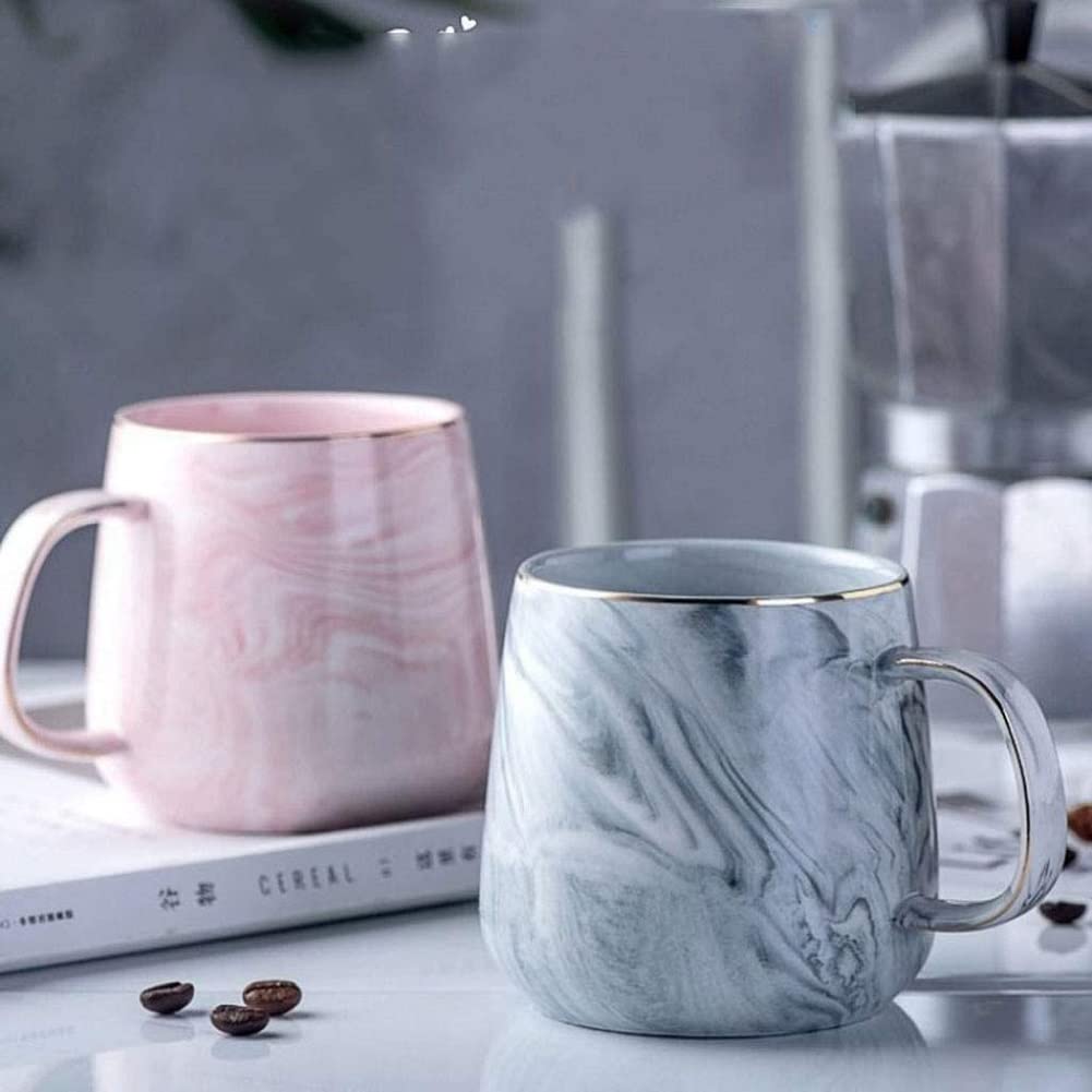 Porzellan Kaffeetasse mit Marmoroptik Keramikbecher Rosa 320ml elegant-YDoLimmer