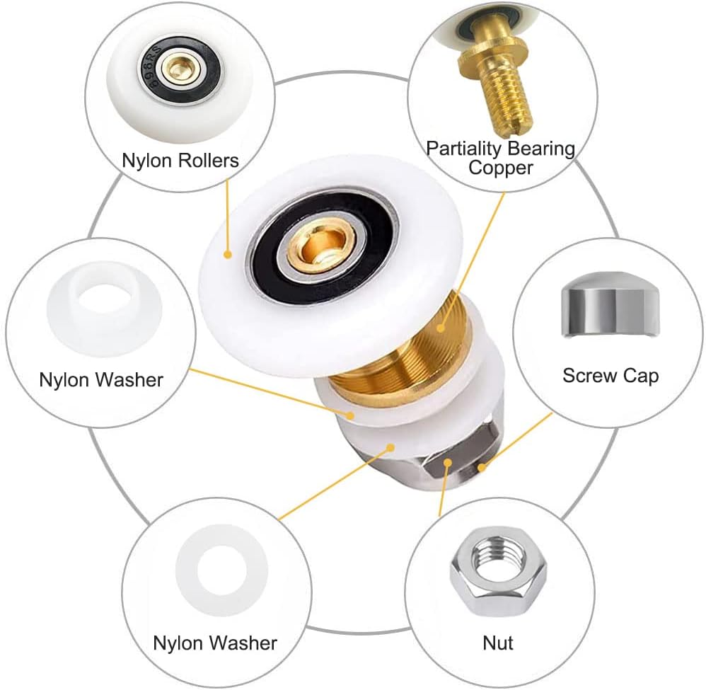 Duschkabine Rollen 25mm Schiebetür Nylon Ersatzrollen 8 Stück Set