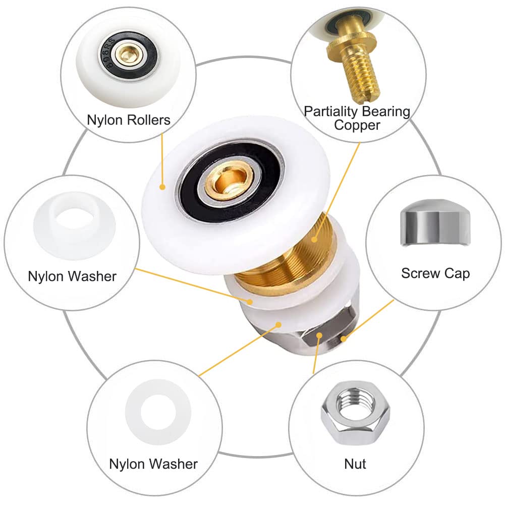 Duschkabine Rollen 25mm Schiebetür Nylon Ersatzrollen 8 Stück Set