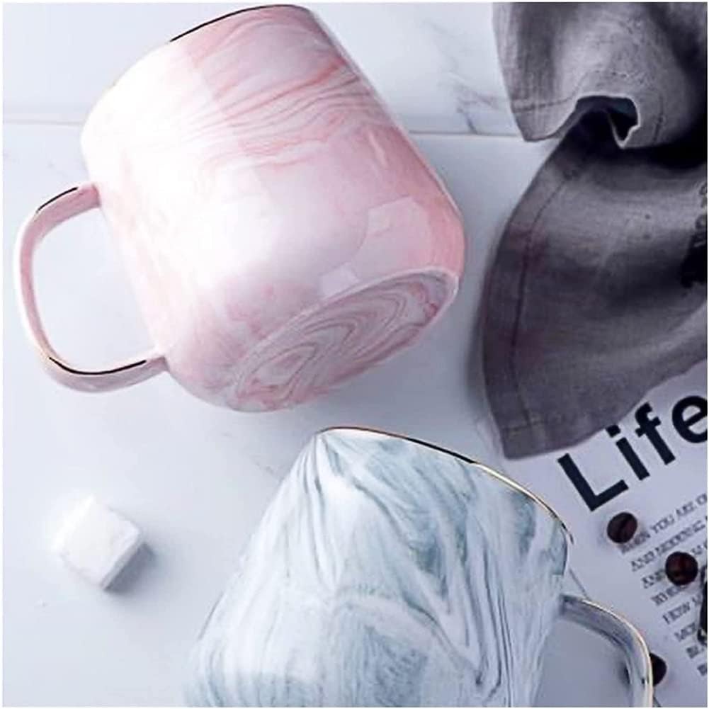 Porzellan Kaffeetasse mit Marmoroptik Keramikbecher Rosa 320ml elegant-YDoLimmer