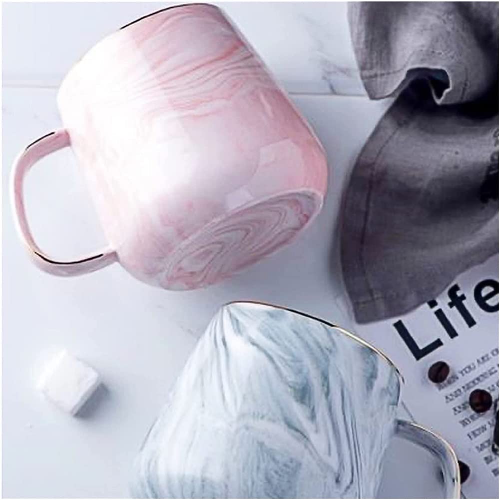 Porzellan Kaffeetasse mit Marmoroptik Keramikbecher Rosa 320ml elegant-YDoLimmer