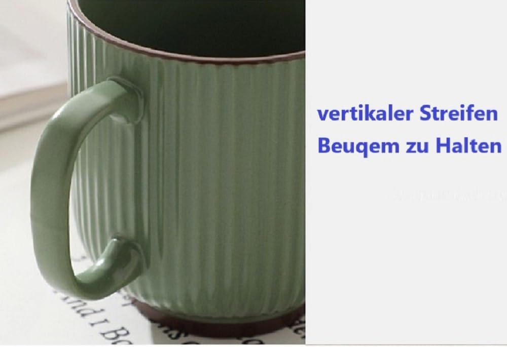Huiyiwert Porzellan Kaffeebecher 380ml Kakaotasse mit Henkel Grün-Huiyiwert