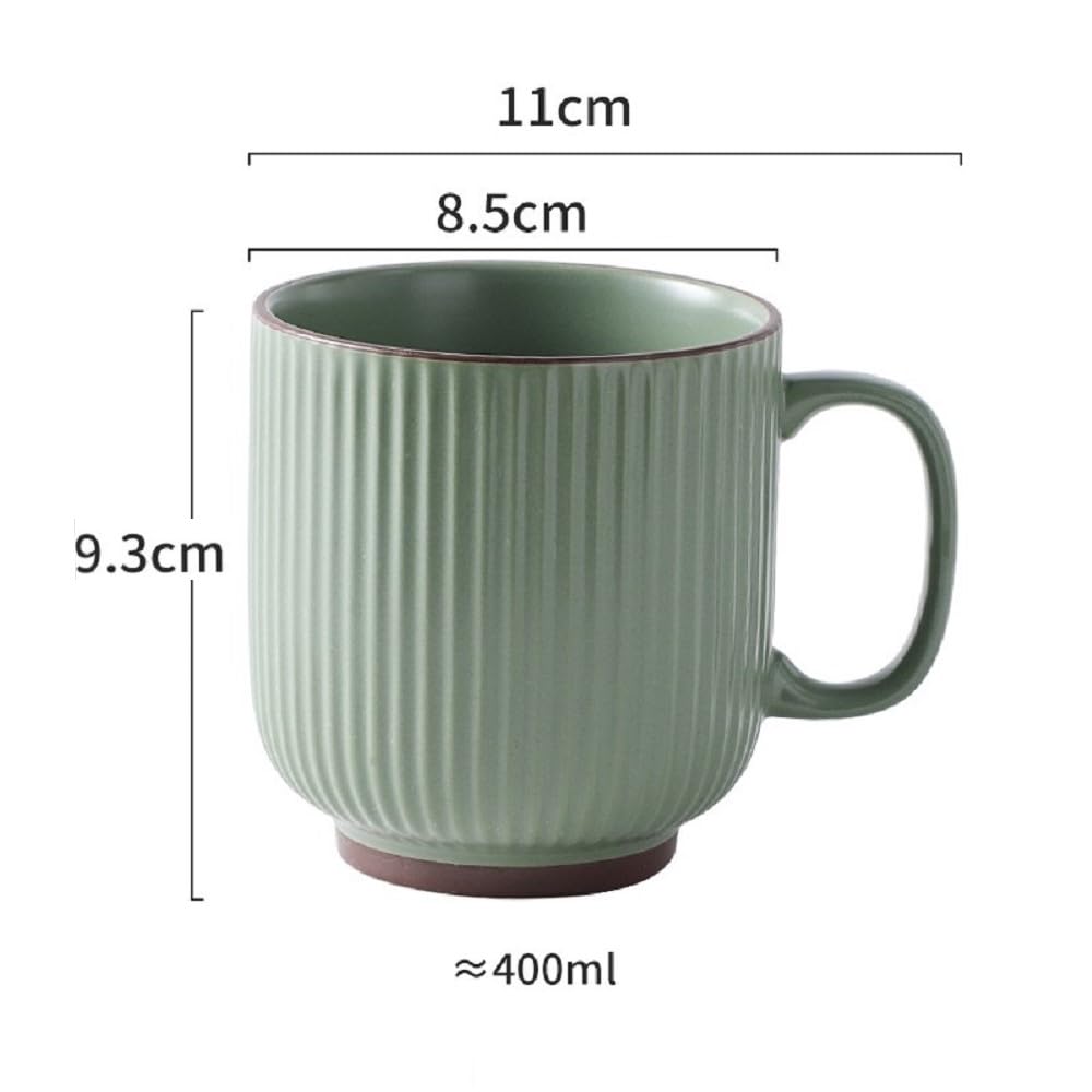 Huiyiwert Porzellan Kaffeebecher 380ml Kakaotasse mit Henkel Grün-Huiyiwert