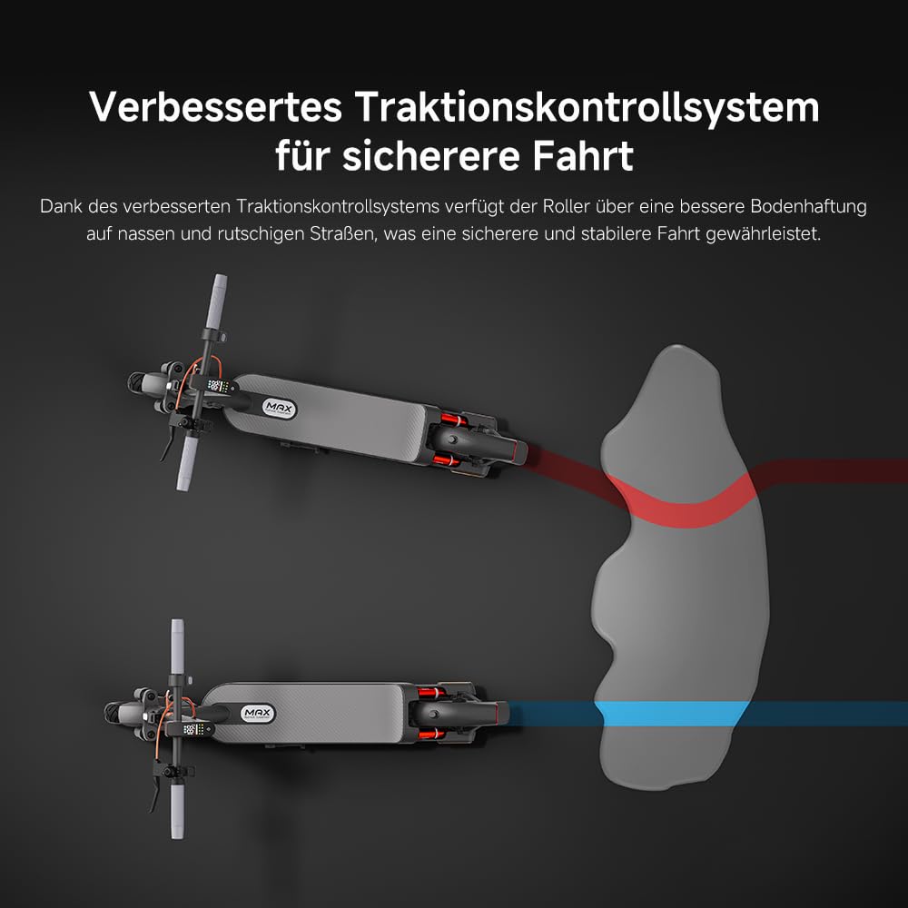 Xiaomi 5 Max E-Scooter mit Straßenzulassung (max. 20km/h, bis zu 60km Reichweite & 22% Steigung, Federung vorne & hinten, 10" Luftreifen, Blinker, Dual-Bremssystem, Traktionskontroll-System, App)