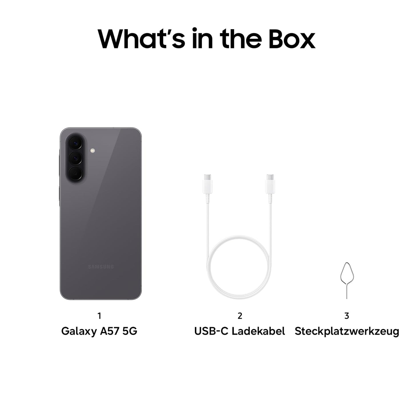 Samsung Galaxy A57 5G, Schlankes AI-Smartphone, Awesome Intelligence, 256 GB Speicherplatz, 50 MP Weitwinkel-Kamera, Bis zu 2 Tage Akkulaufzeit, IP68, Awesome Gray, 2,5 Jahre Herstellergarantie