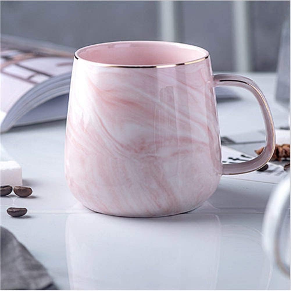 Porzellan Kaffeetasse mit Marmoroptik Keramikbecher Rosa 320ml elegant-YDoLimmer