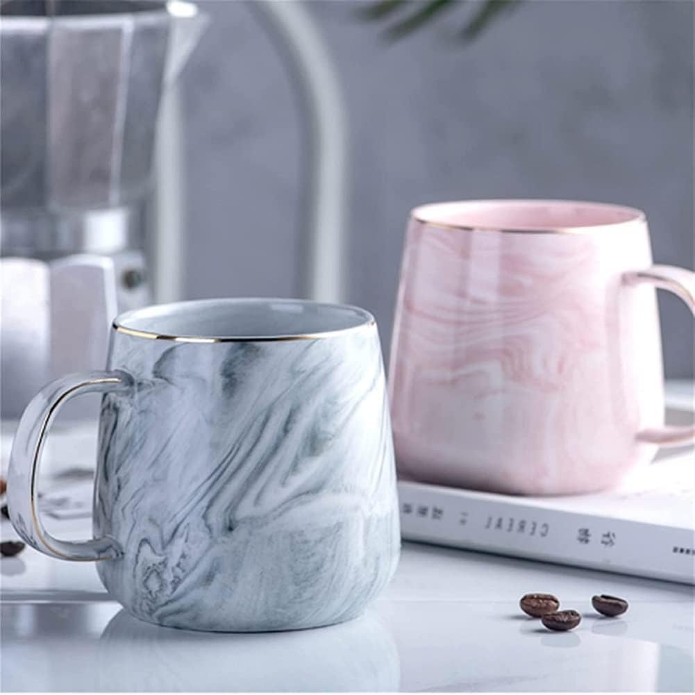Porzellan Kaffeetasse mit Marmoroptik Keramikbecher Rosa 320ml elegant-YDoLimmer